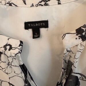 Talbots Black and White Patterned Blouse